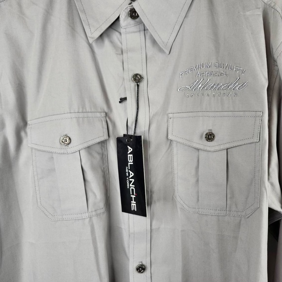 Ablanche New York Collection Large Grey Button Shirt Premium Quality - Picture 3 of 10